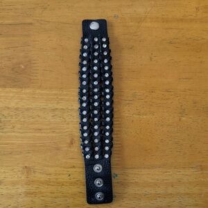 Soul of the Rose black leather bracelet with crystals.